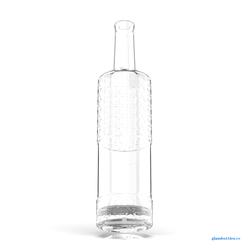 750ml Clear Glass Bottle  Embossed Surface Design Elegant Round Shape插图1