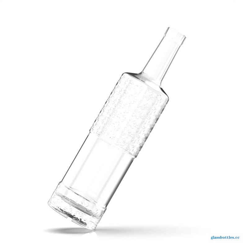 750ml Clear Glass Bottle  Embossed Surface Design Elegant Round Shape插图2