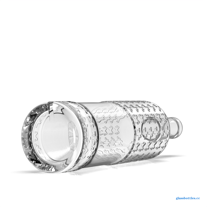 750ml Clear Glass Bottle  Embossed Surface Design Elegant Round Shape插图3