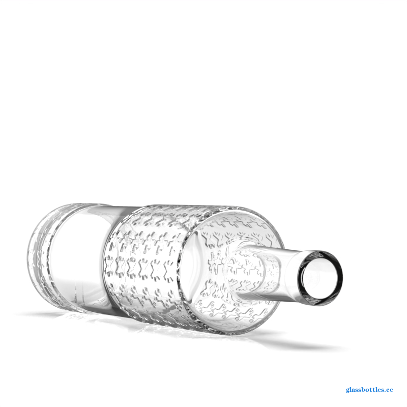 750ml Clear Glass Bottle  Embossed Surface Design Elegant Round Shape插图4